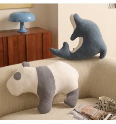 Artistic Panda Dolphin Shape Pillows | Creative Animal Silhouette Plush