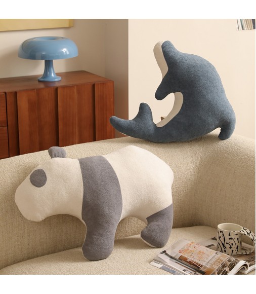 Artistic Panda Dolphin Shape Pillows | Creative Animal Silhouette Plush