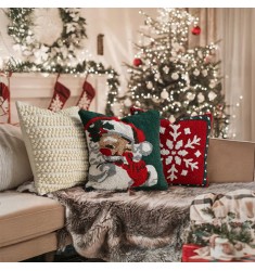 MOCOFO Christmas Santa Claus Tufted Pillow Cover 18x18