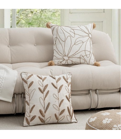 MOCOFO Sunflower Embroidered Decorative Pillow Cover 18x18