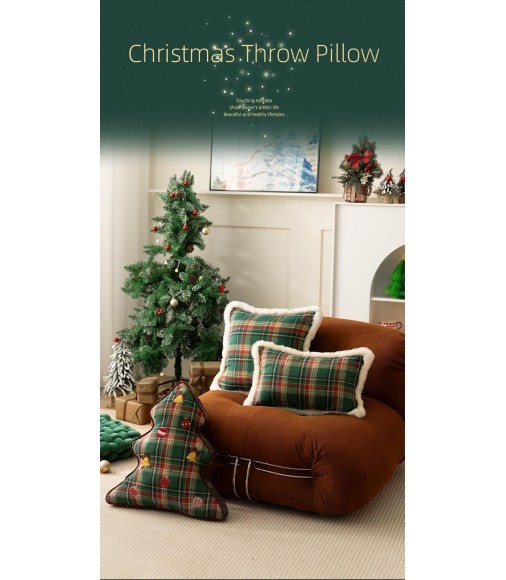 MOCOFO Plaid Christmas Pillow Cover 18x18 | Velvet Edge Cushion