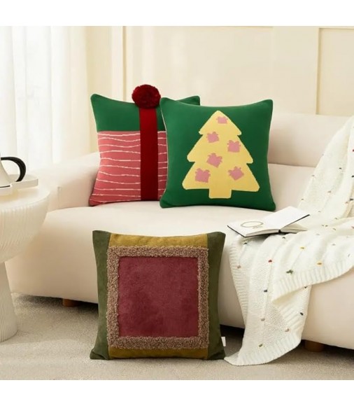 MOCOFO Spring Geometric Handwoven Cotton Pillow Cover 18x18