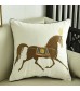 MOCOFO Horse Embroidered Pillow Cover – Cotton Linen 18x18