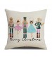 4pcs Nutcracker Christmas Pillow Cover Set - Cartoon Design Linen Square Cushion 45x45cm