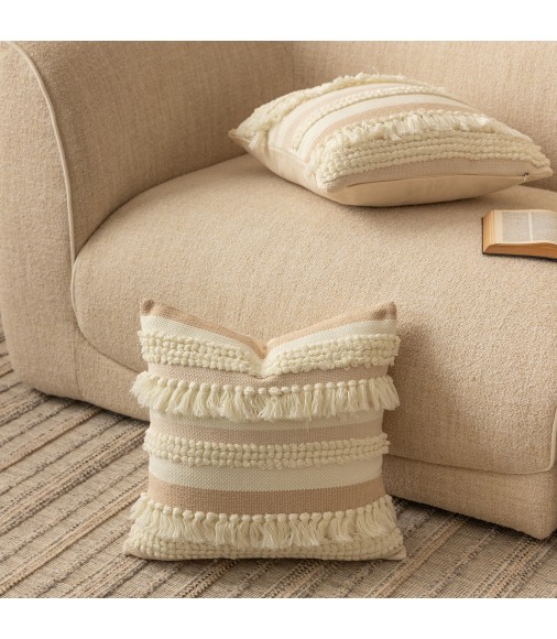 Handwoven Boho Tassel Throw Pillow Cover for Couch, 45x45 cm, Bohemian Decorative Cushion Handwoven Boho Tassel Throw Pillow Cover for Couch, 45x45 cm, Bohemian Decorative Cushion