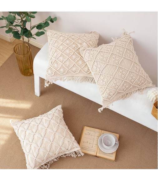 Handwoven Cotton Rope Throw Pillow Cover Modern Decorative Cushion for Sofa Car Home