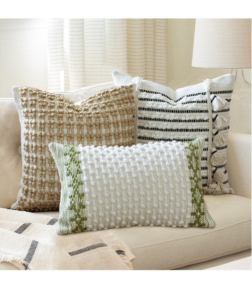 Handwoven Cotton Blend Tassel Throw Pillow Cover Nordic Boho Home Decor Handwoven Cotton Blend Tassel Throw Pillow Cover Nordic Boho Home Decor
