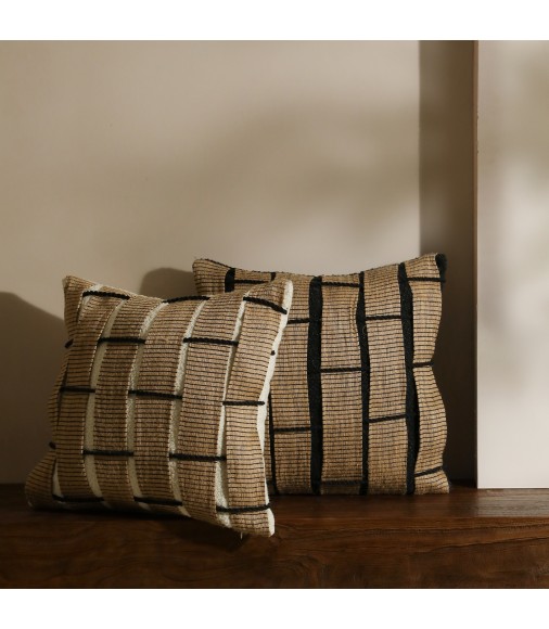 Handwoven Rope Textured Throw Pillow Cover for Wabi-Sabi Home Decor