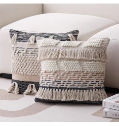Handmade Cotton Tassel Throw Pillow Cover Nordic Home Decor Cushion for Sofa Bed