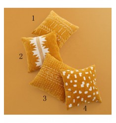 Interior Trends Vintage Decor Soft Chenille Woven Jacquard Yellow Cushion Cover For Living Room 
