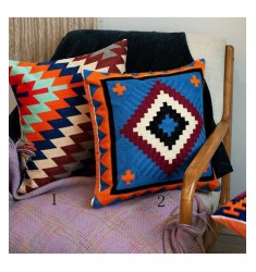 New Artistic Style Abstract Pattern Luxury Hand Embroidery Canvas Cushion Cover For Home Decoration 