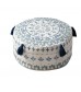 Boho Living Room Bedroom Decor Neutral Texture Round Pouf Stool Ottoman With Tassel 